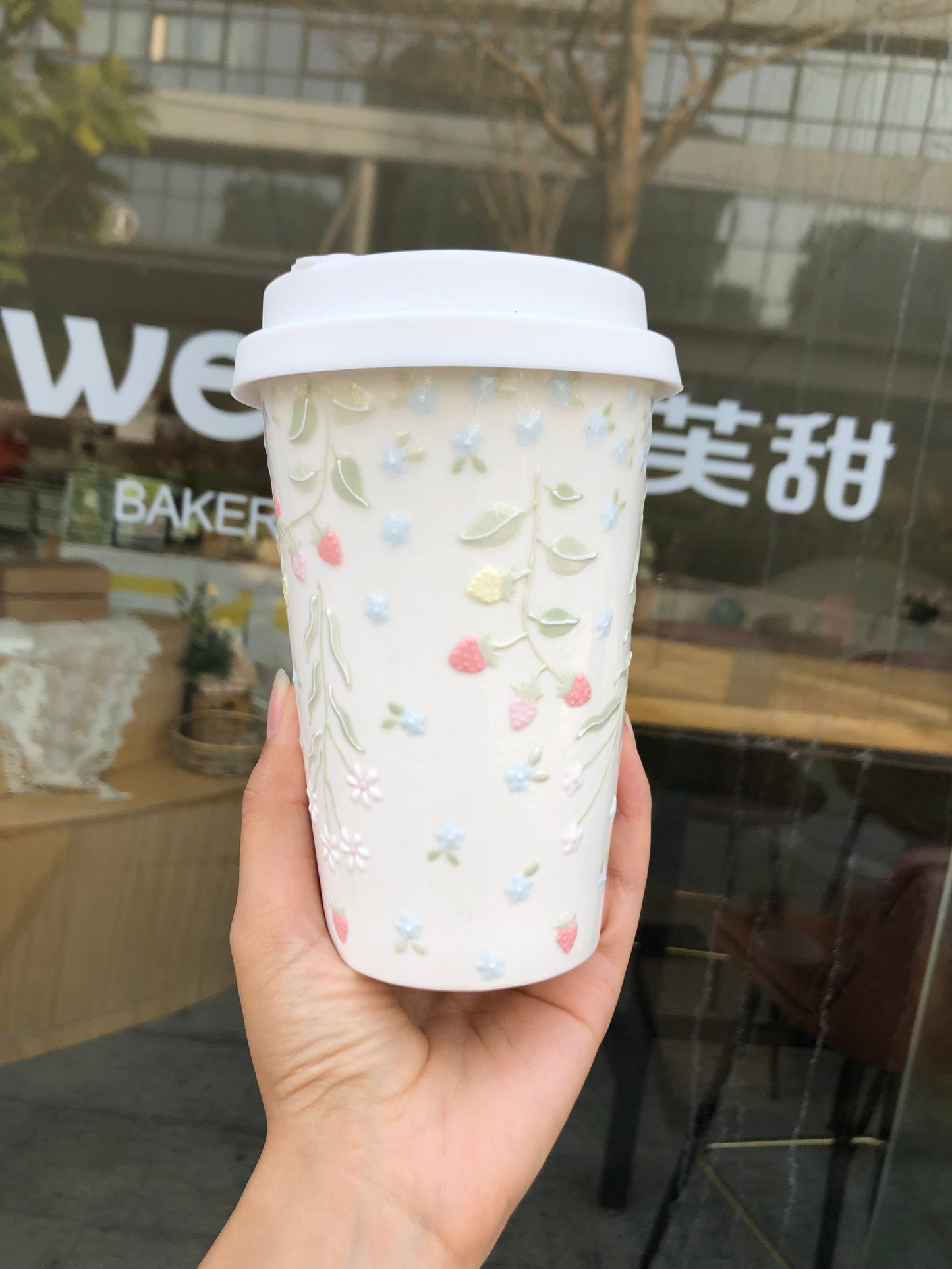 Pastel Blooms Berry Ceramic Mug