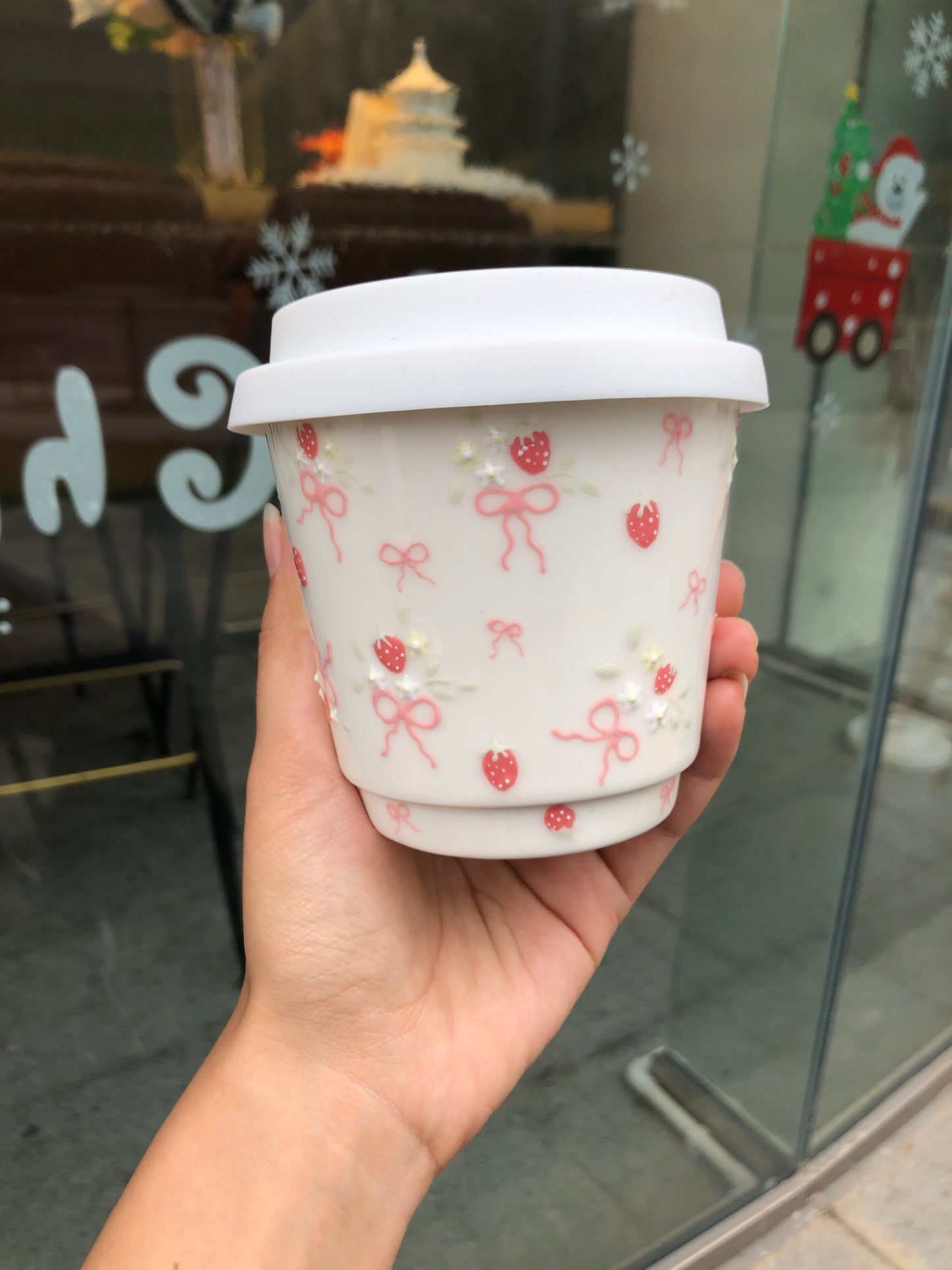 Strawberry Bow Elegance Ceramic Cup