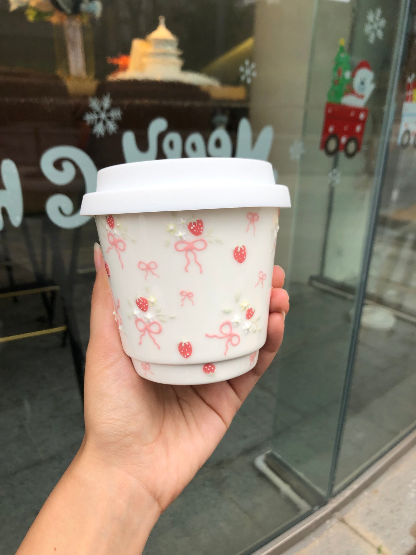 Strawberry Bow Elegance Ceramic Cup