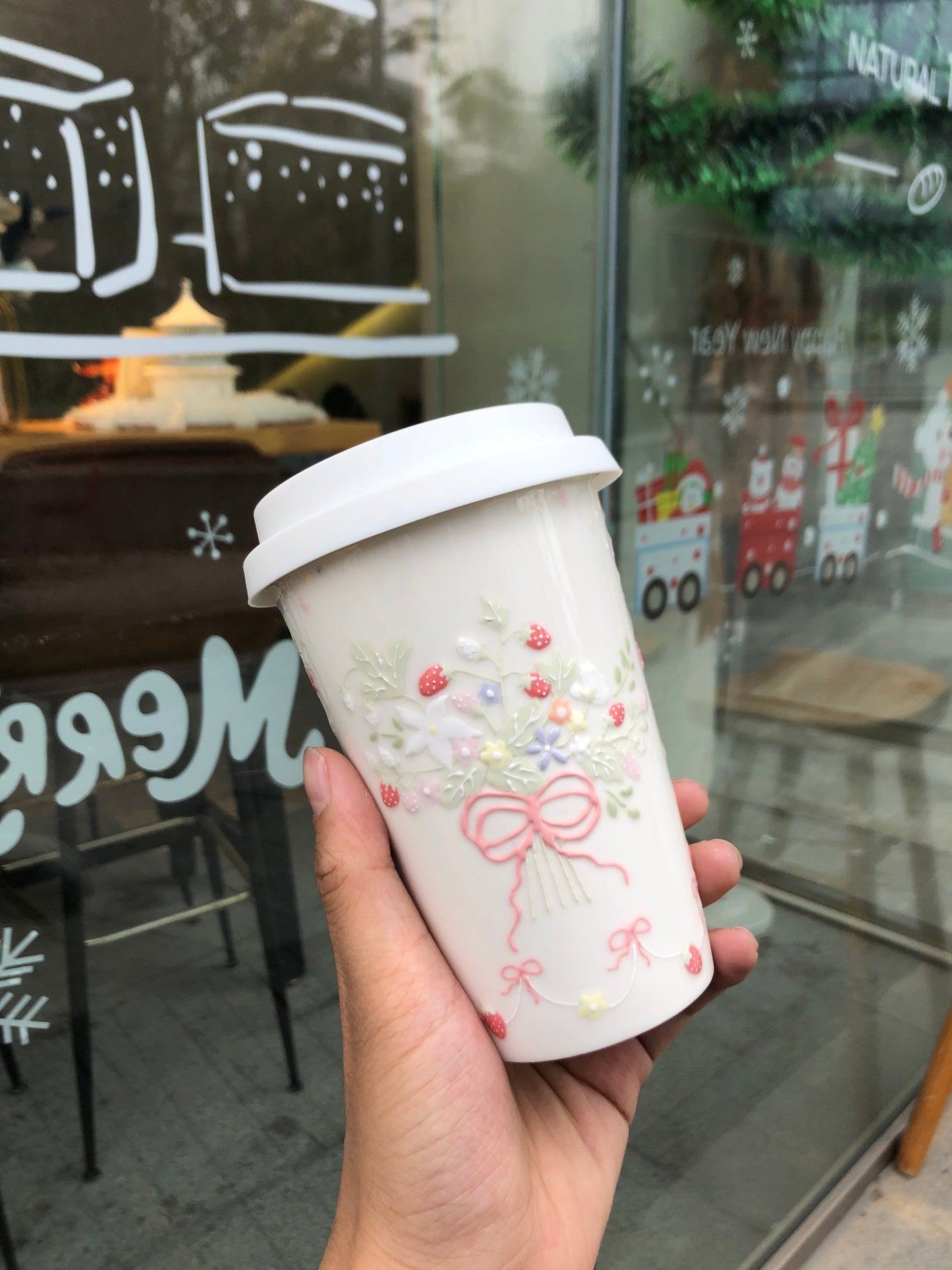 Strawberry Floral Bow Elegance Mug