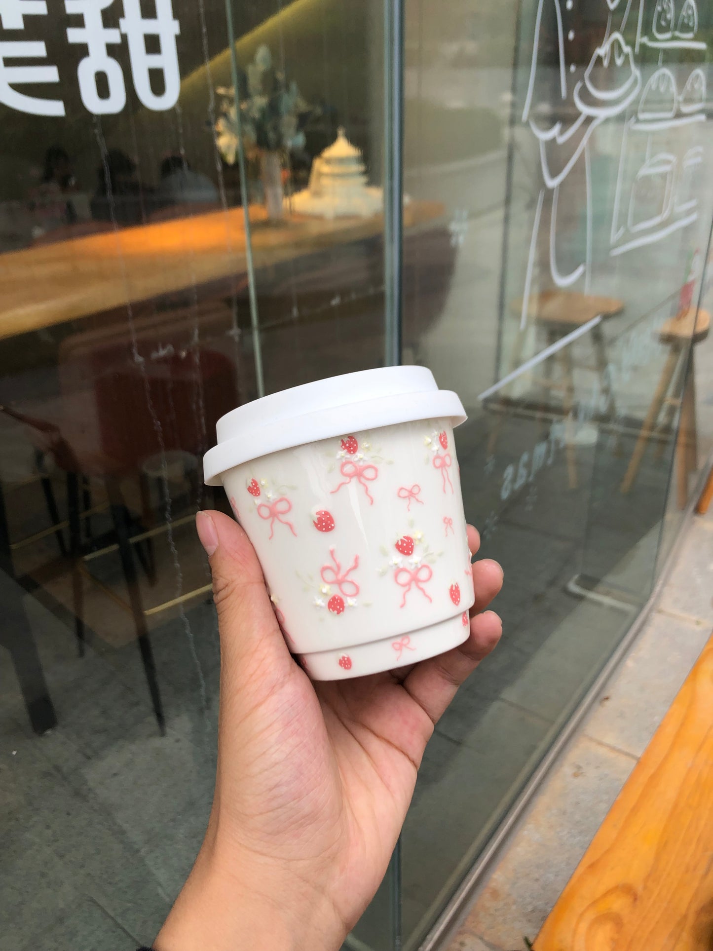 Strawberry Bow Elegance Ceramic Cup