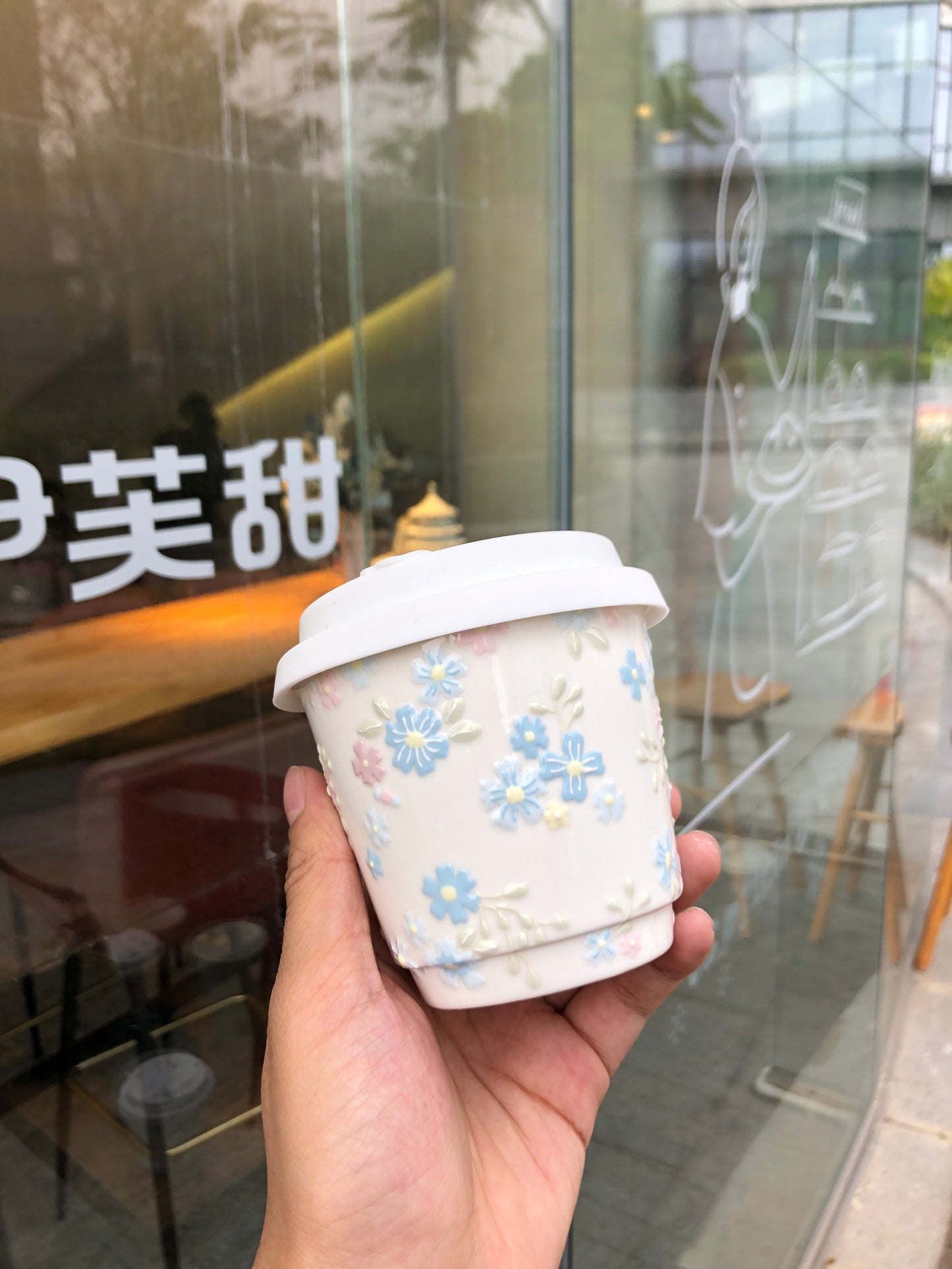 Chic Pastel Floral Ceramic Cup