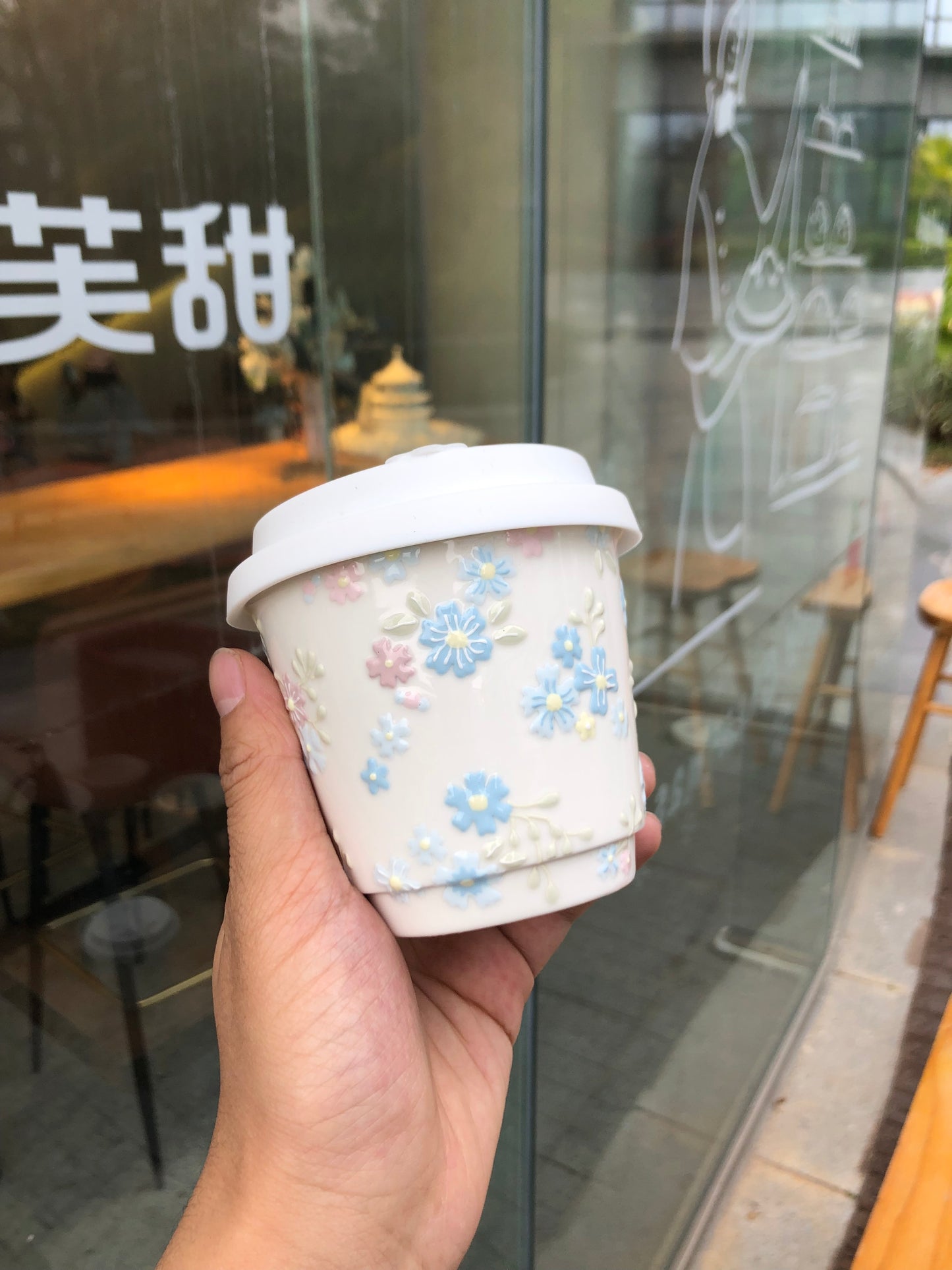 Chic Pastel Floral Ceramic Cup