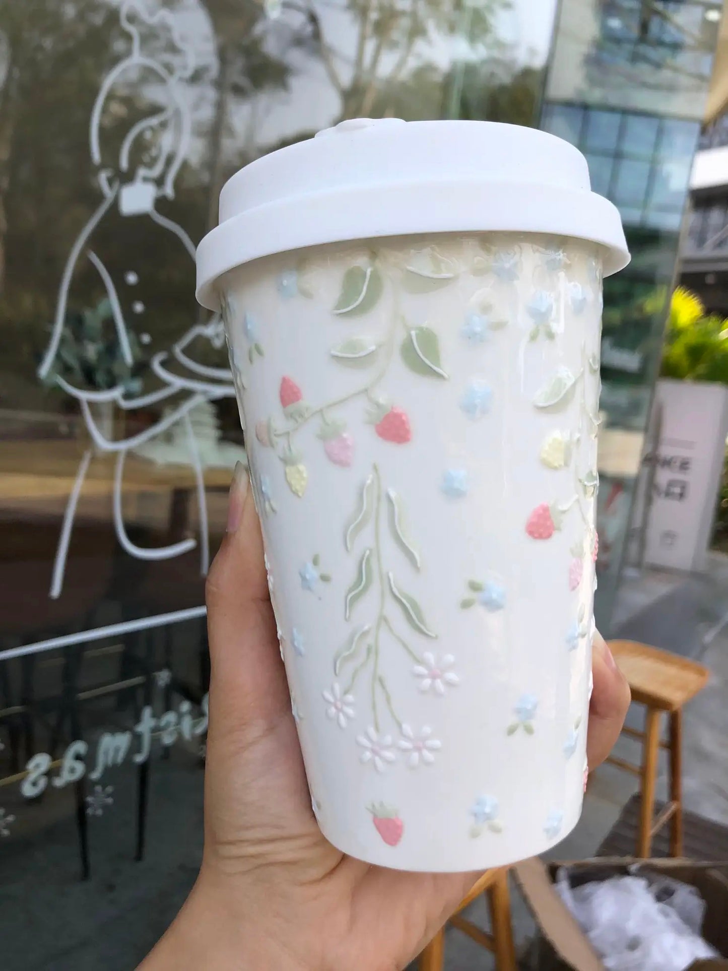 Pastel Blooms Berry Ceramic Mug