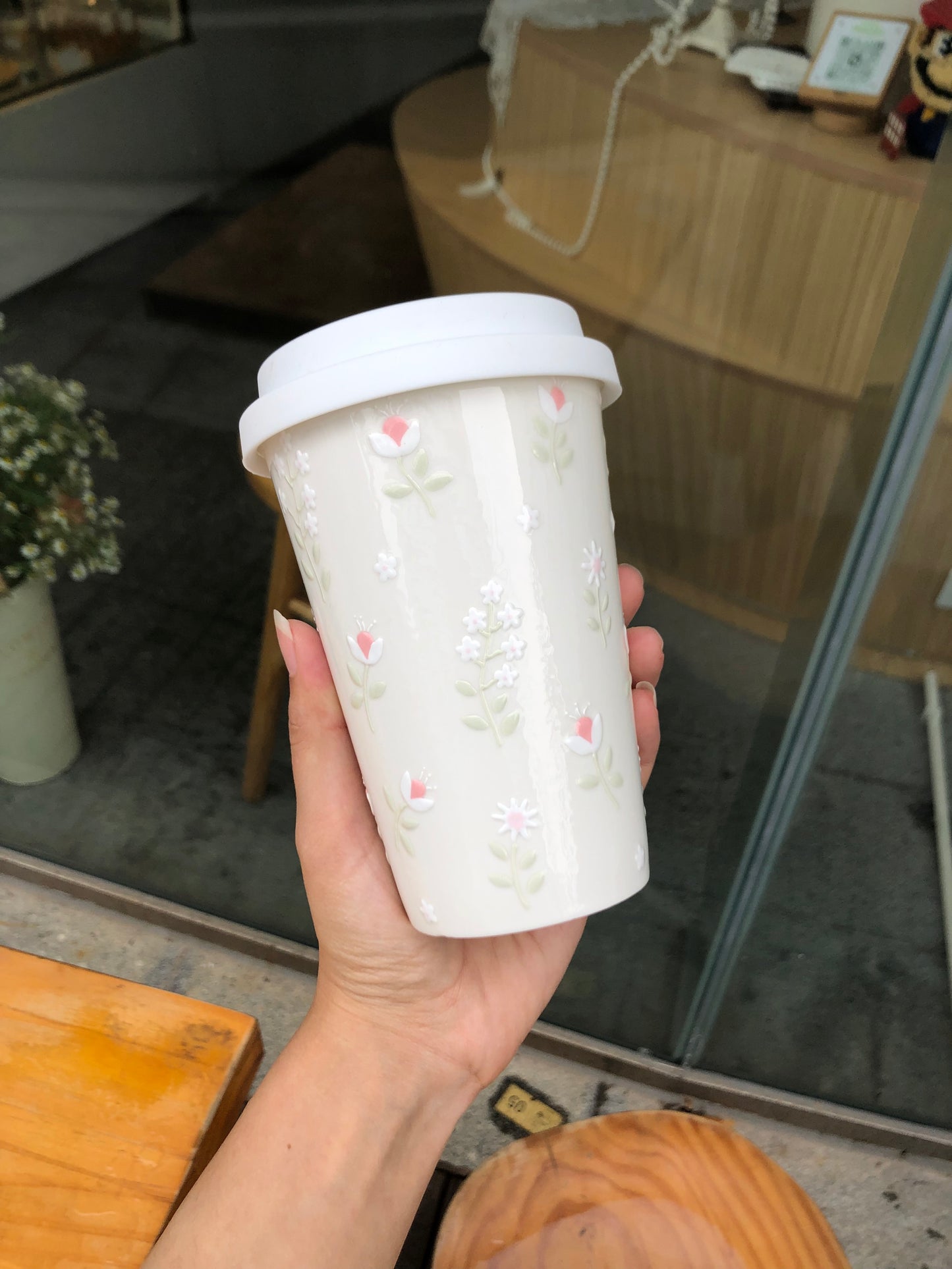 Premium Floral Artistry Ceramic Tumbler