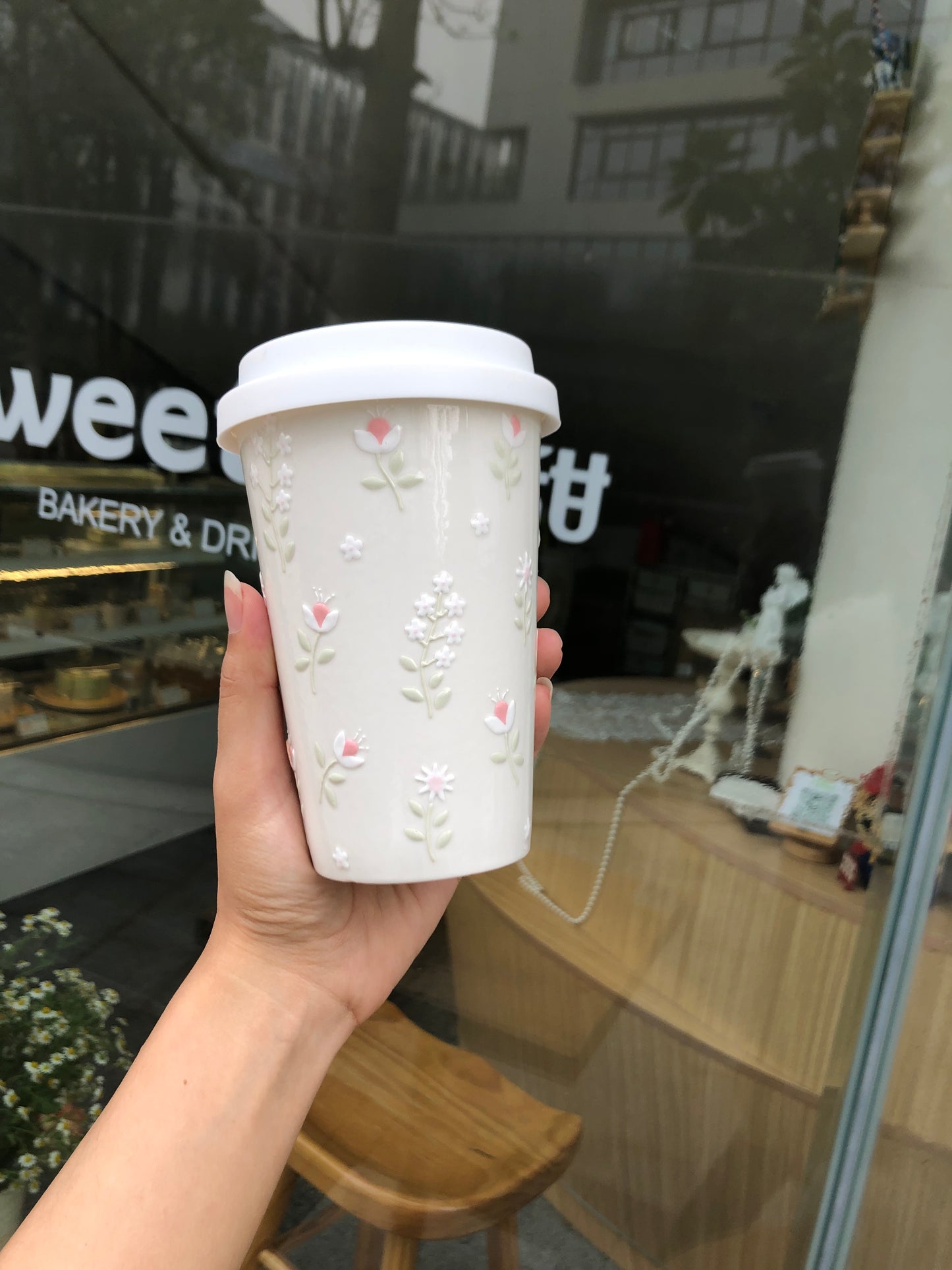 Premium Floral Artistry Ceramic Tumbler