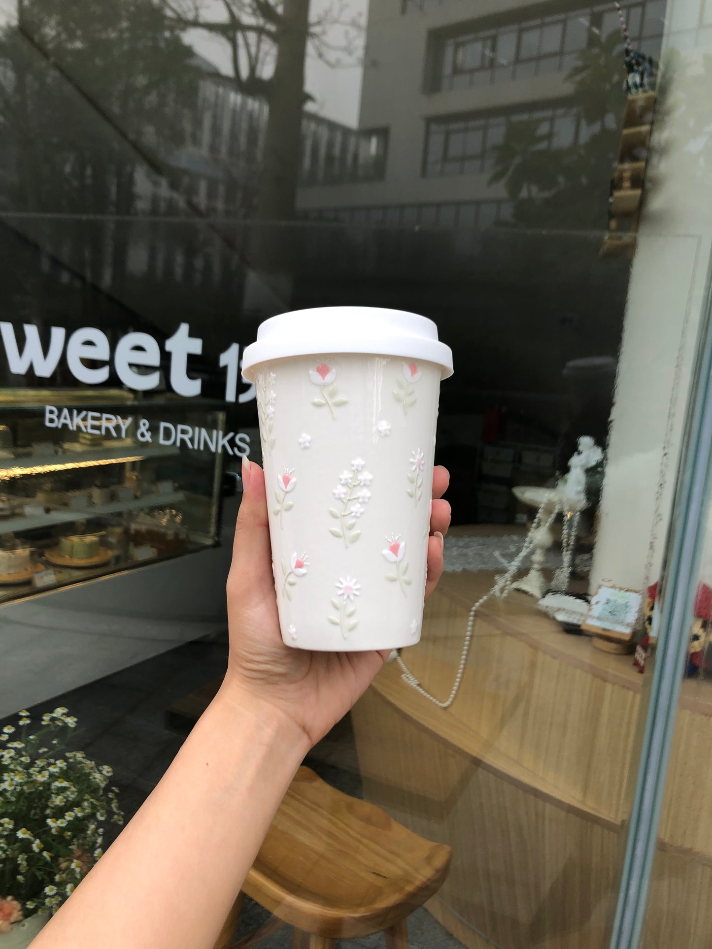Premium Floral Artistry Ceramic Tumbler