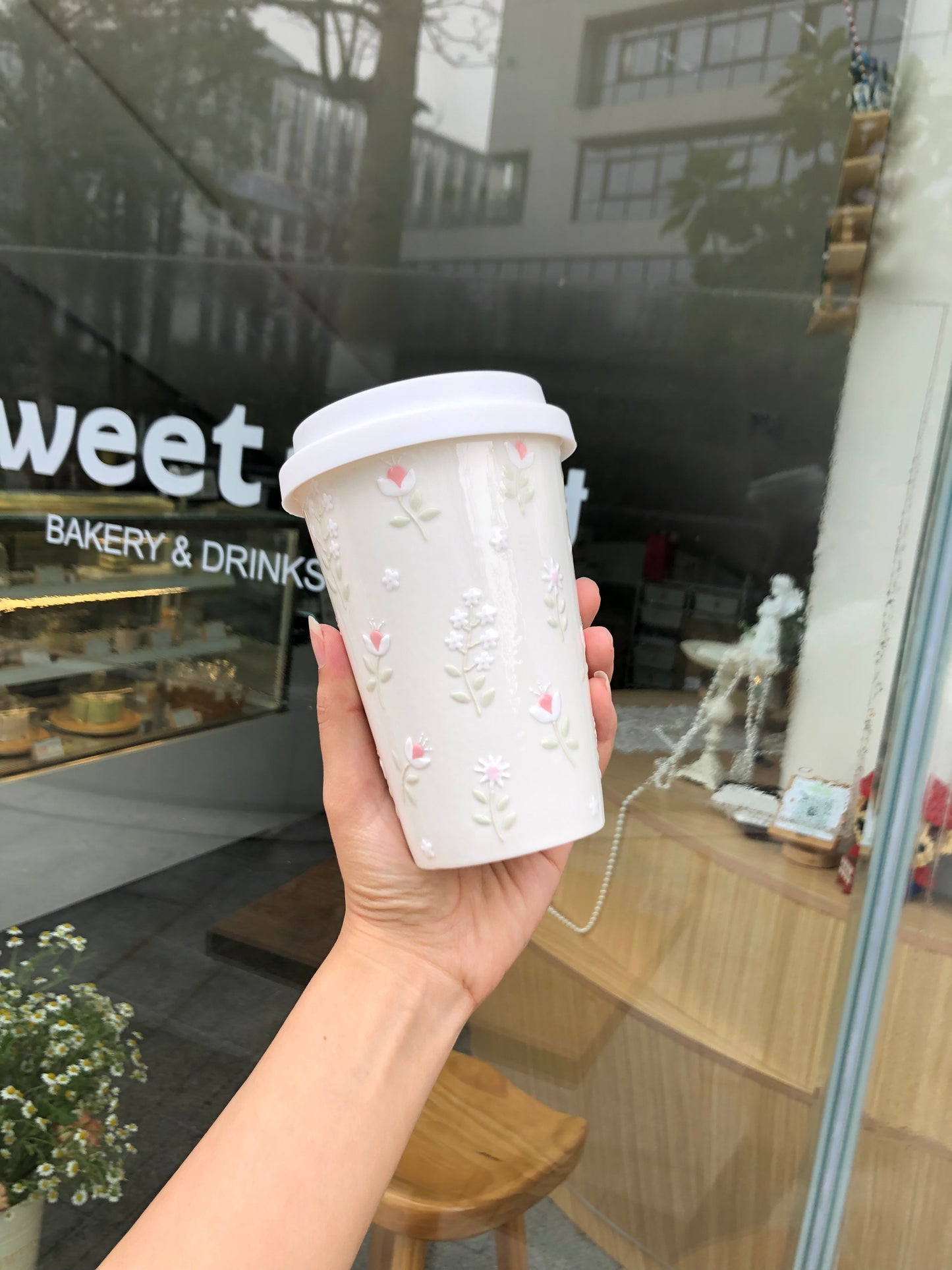 Premium Floral Artistry Ceramic Tumbler