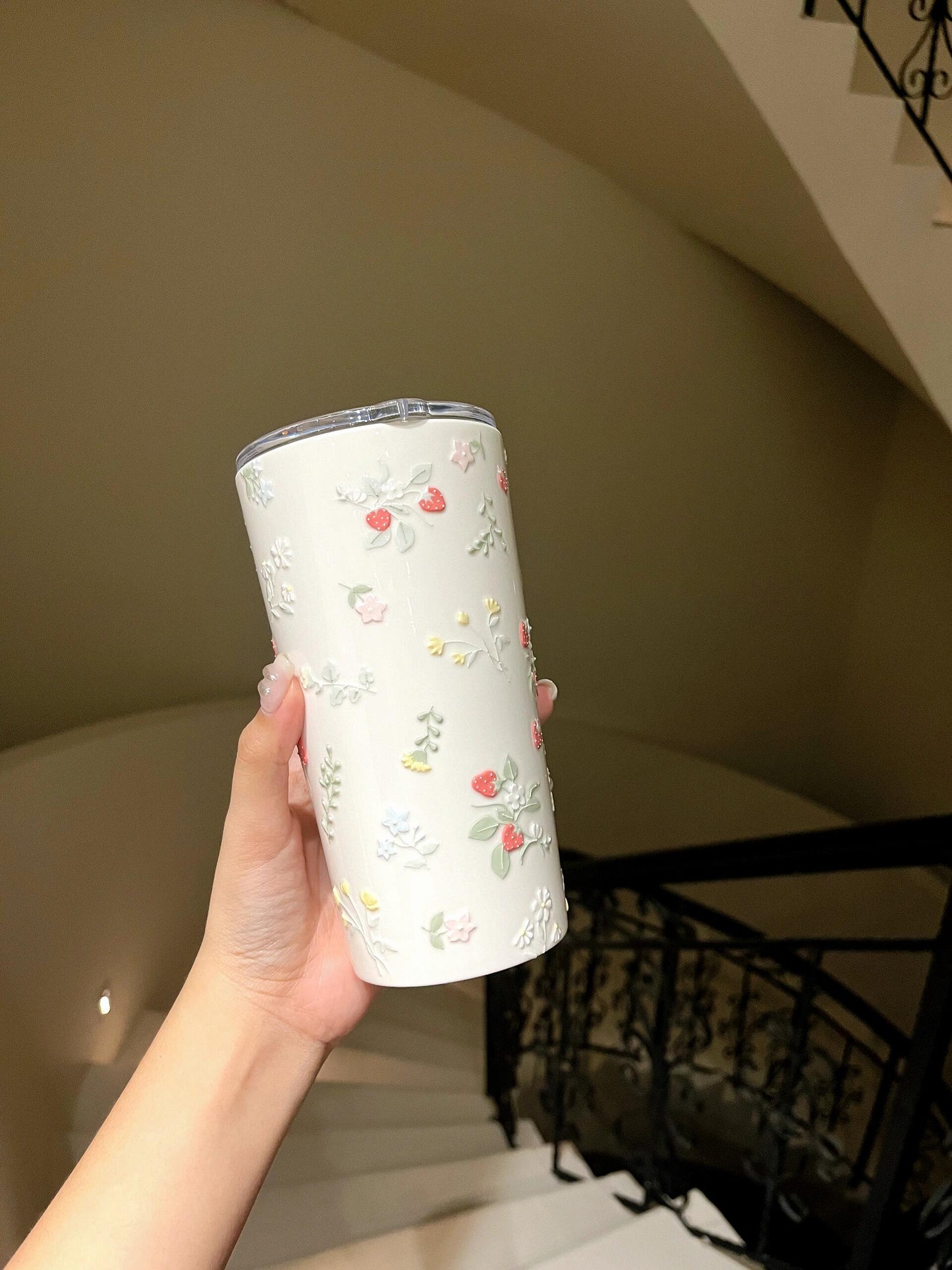 Embossed Strawberry Ceramic Mug