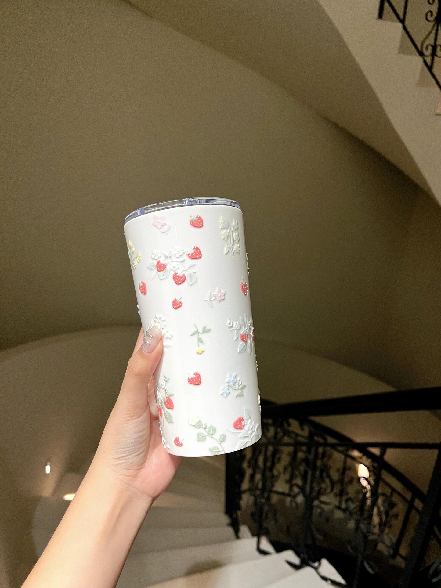 Embossed Strawberry Ceramic Mug