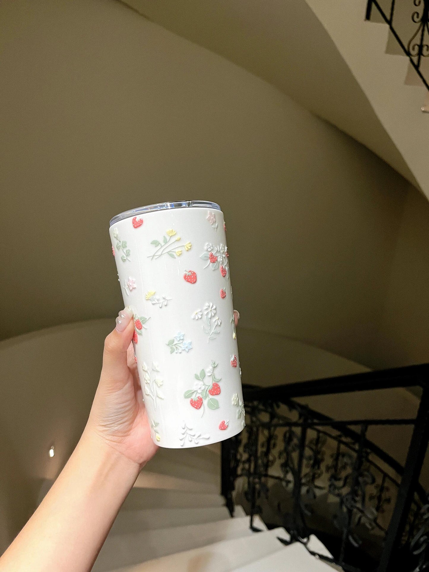 Embossed Strawberry Ceramic Mug