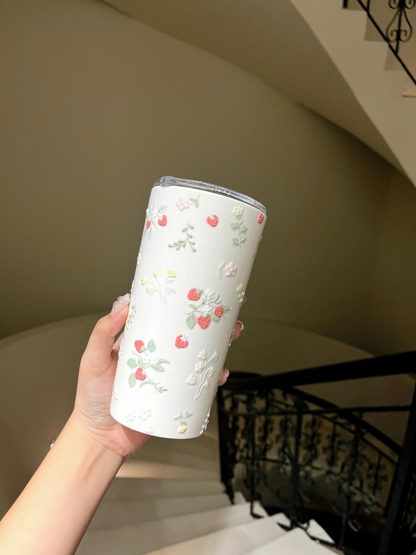 Embossed Strawberry Ceramic Mug