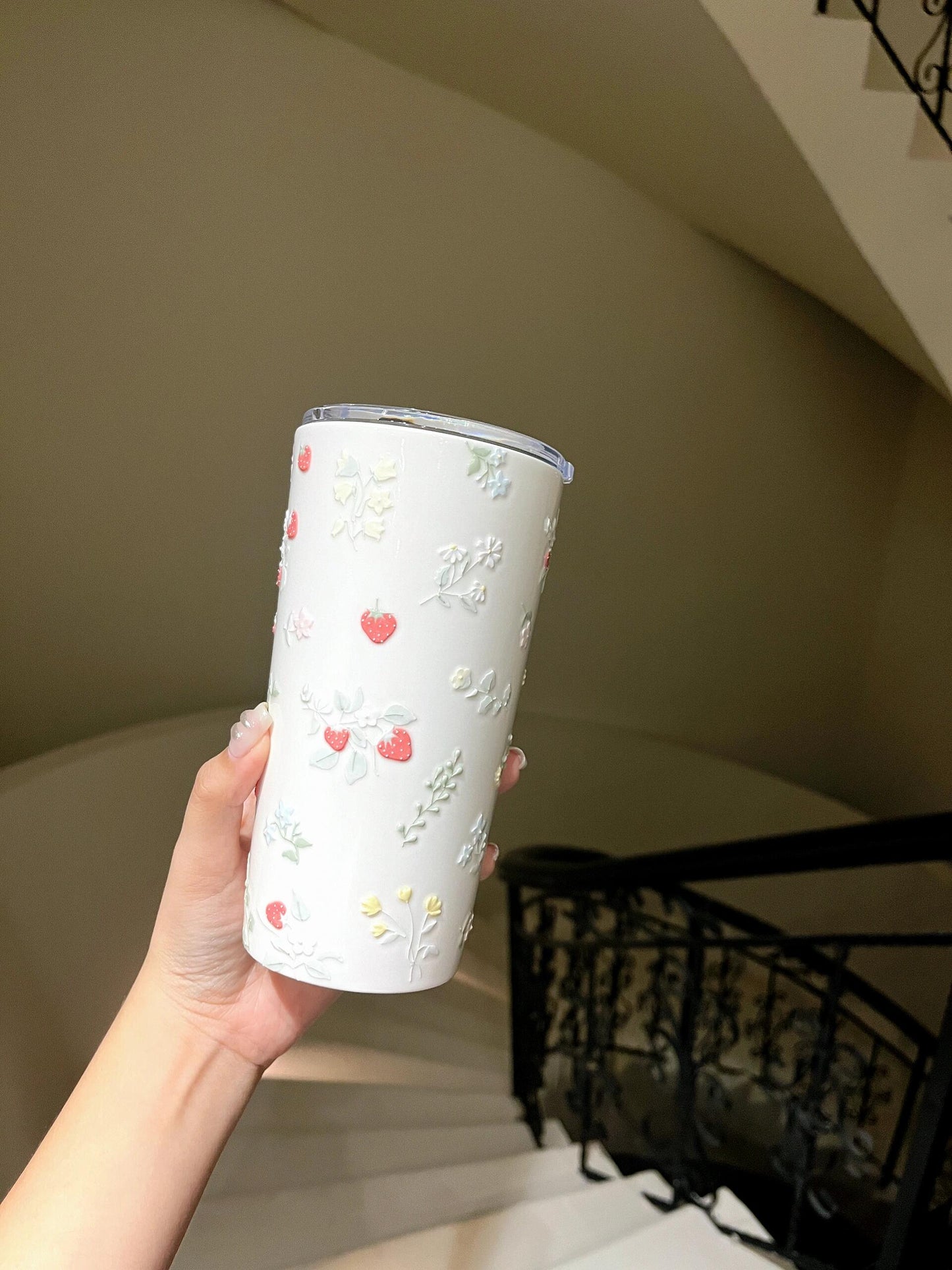 Embossed Strawberry Ceramic Mug