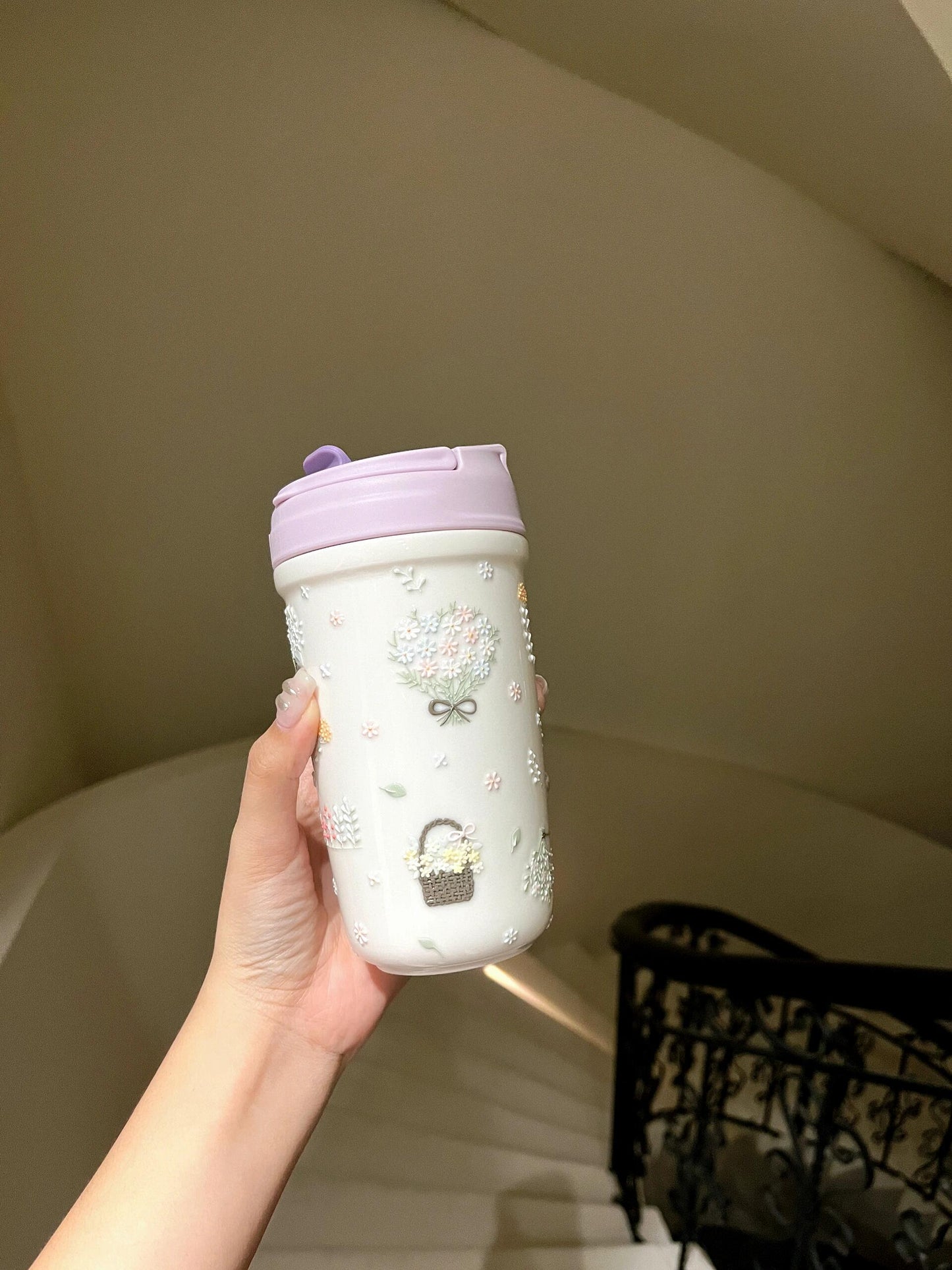 Flower Pot Carved Ceramic Mug
