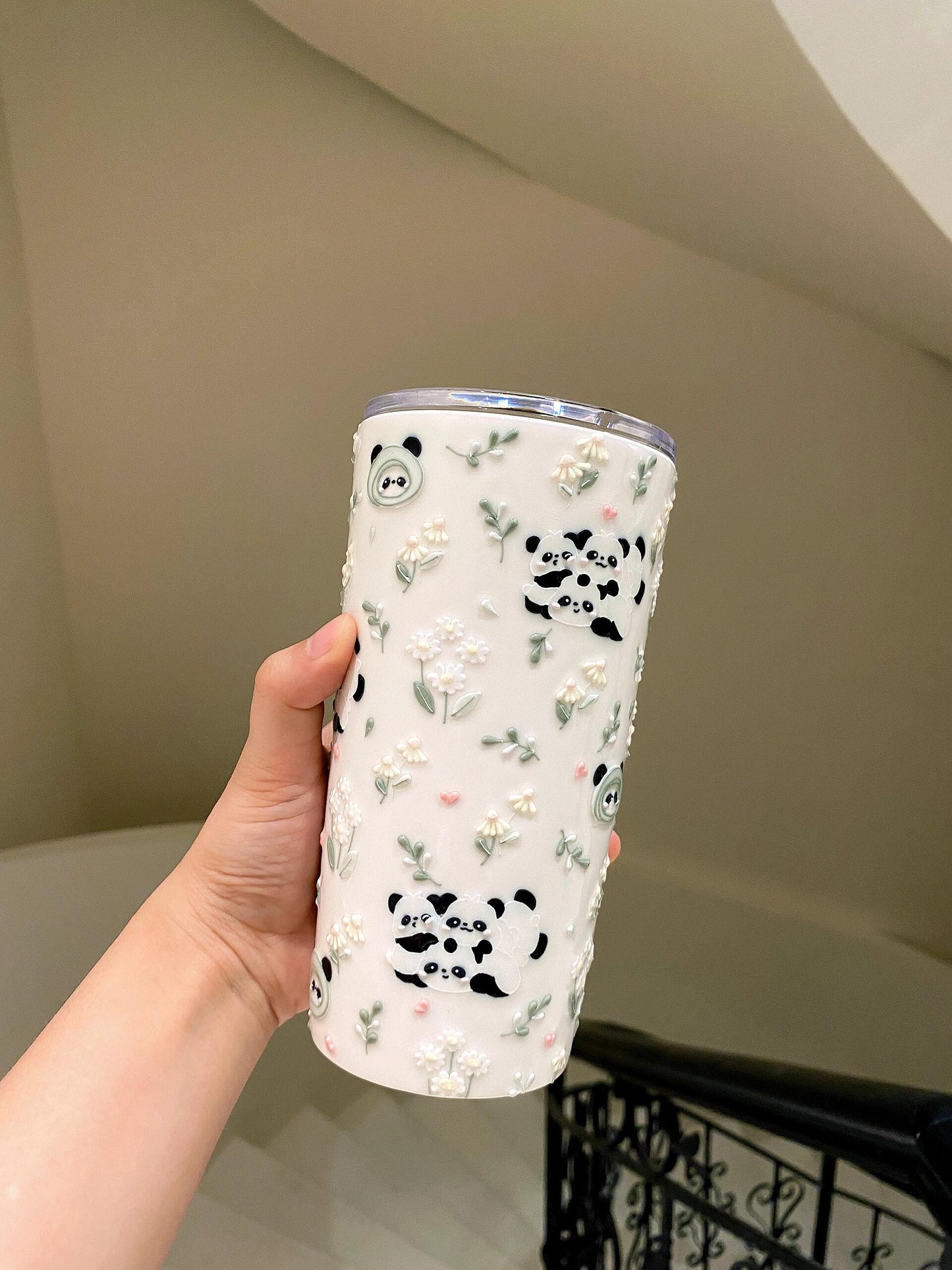 Panda Floral Delight Thermal Mug
