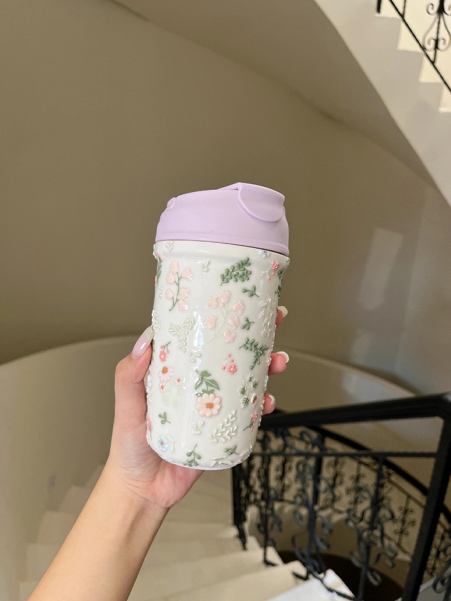 Pink Petal Ceramic Thermal Mug