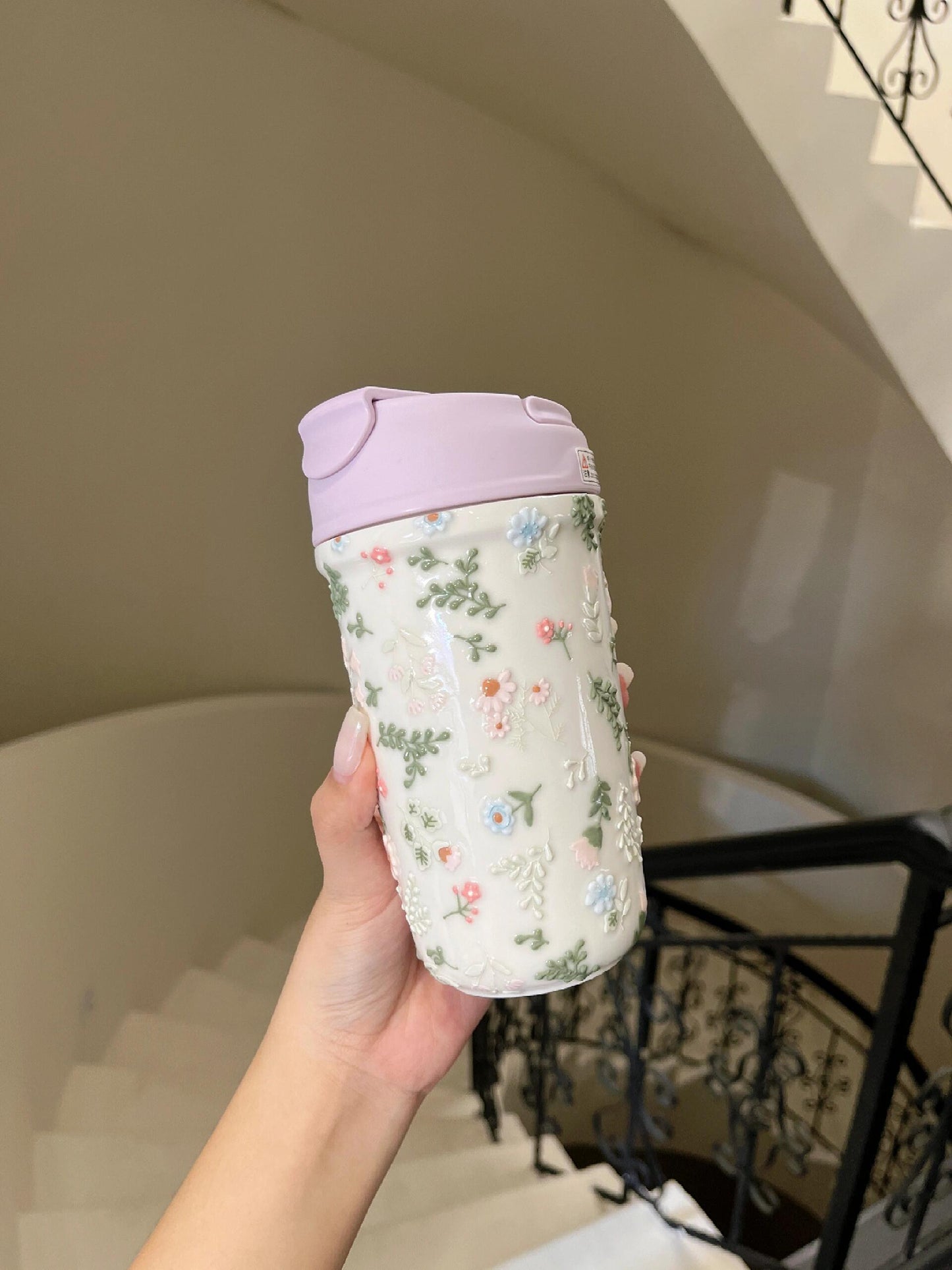 Pink Petal Ceramic Thermal Mug