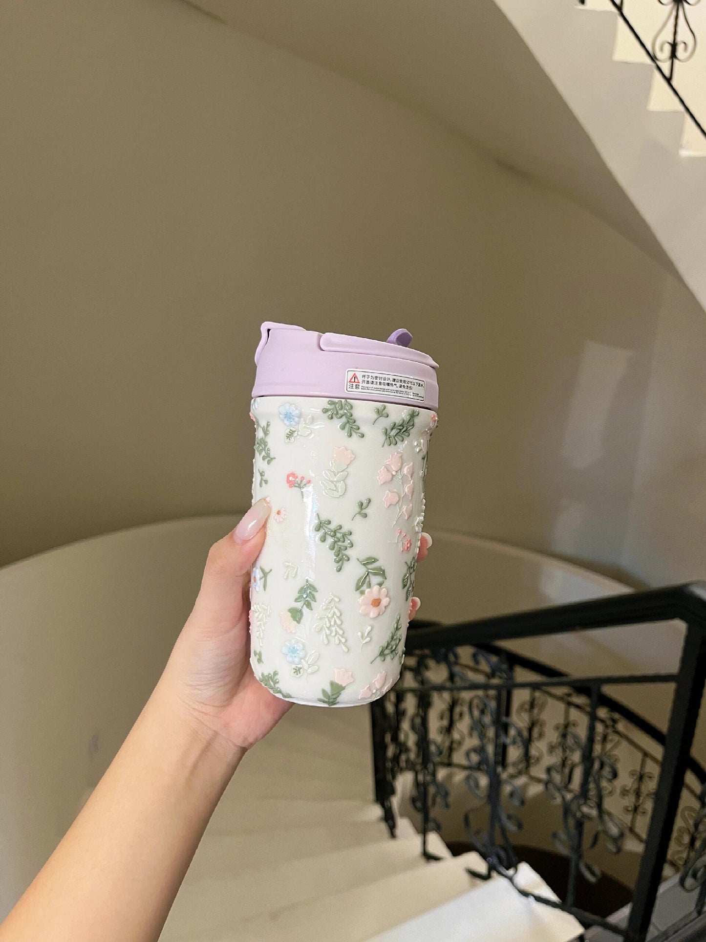 Pink Petal Ceramic Thermal Mug