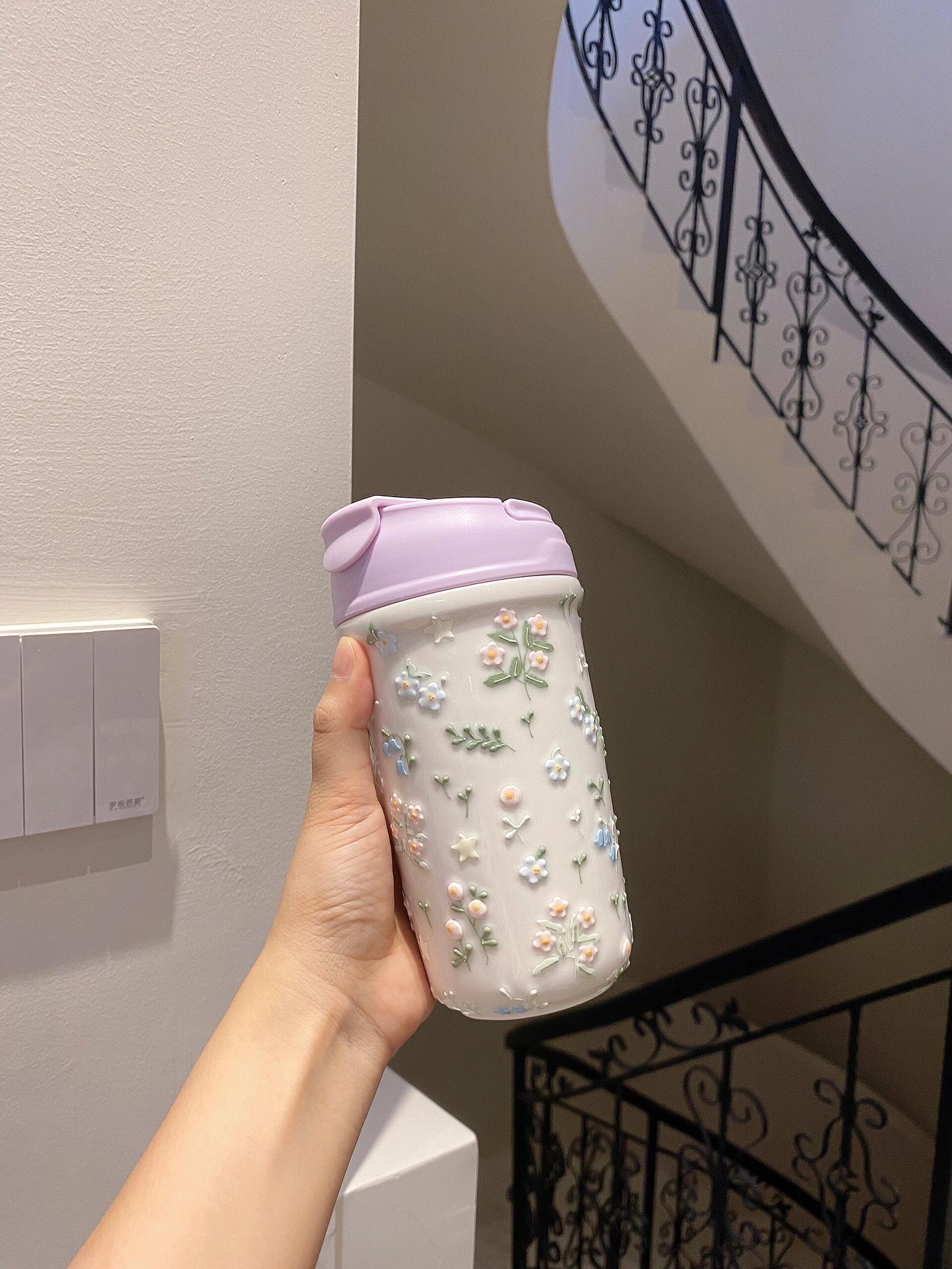 Sculpted Floral Ceramic Mug