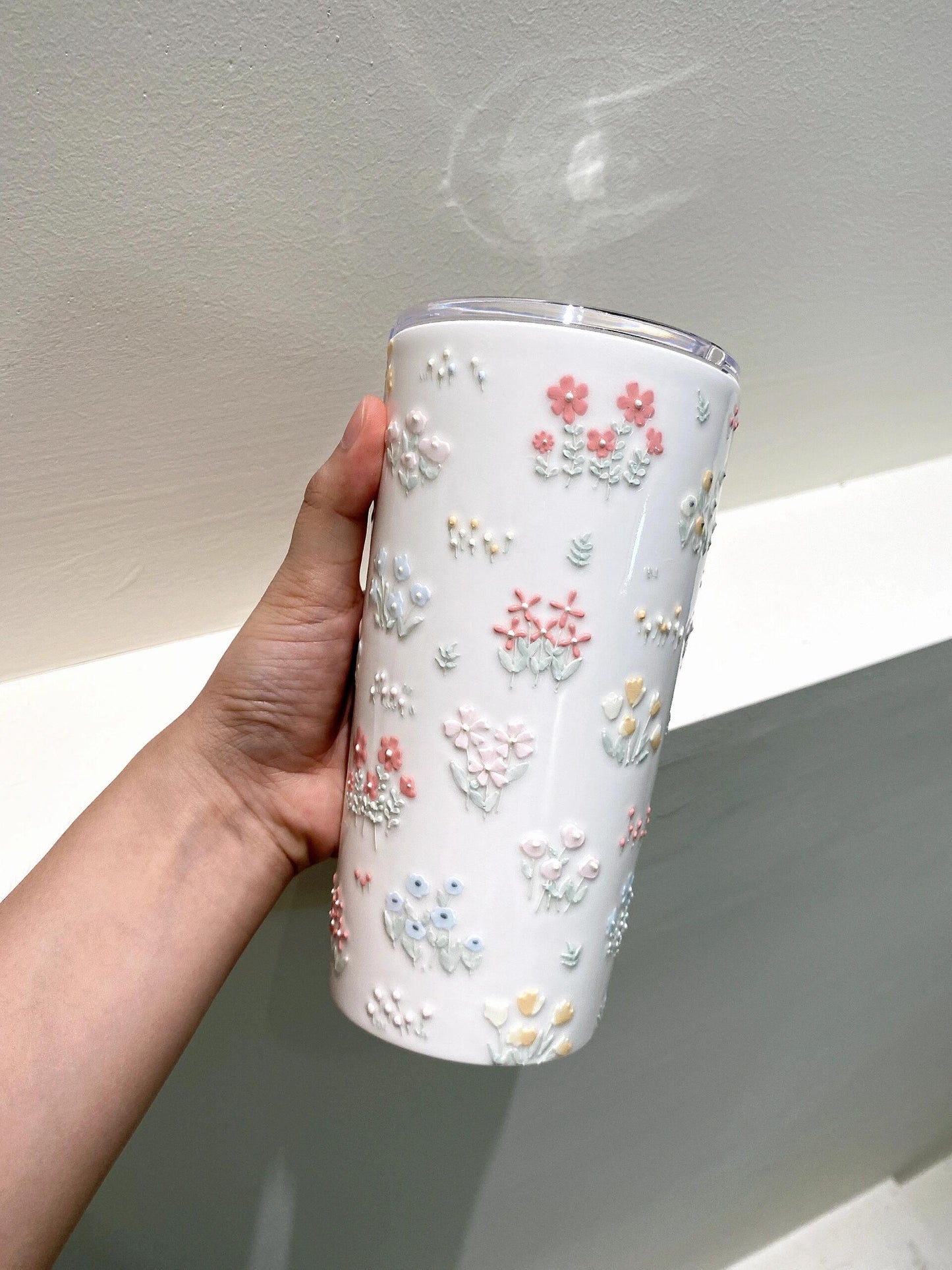 VibrantFloral Relief Ceramic Mug