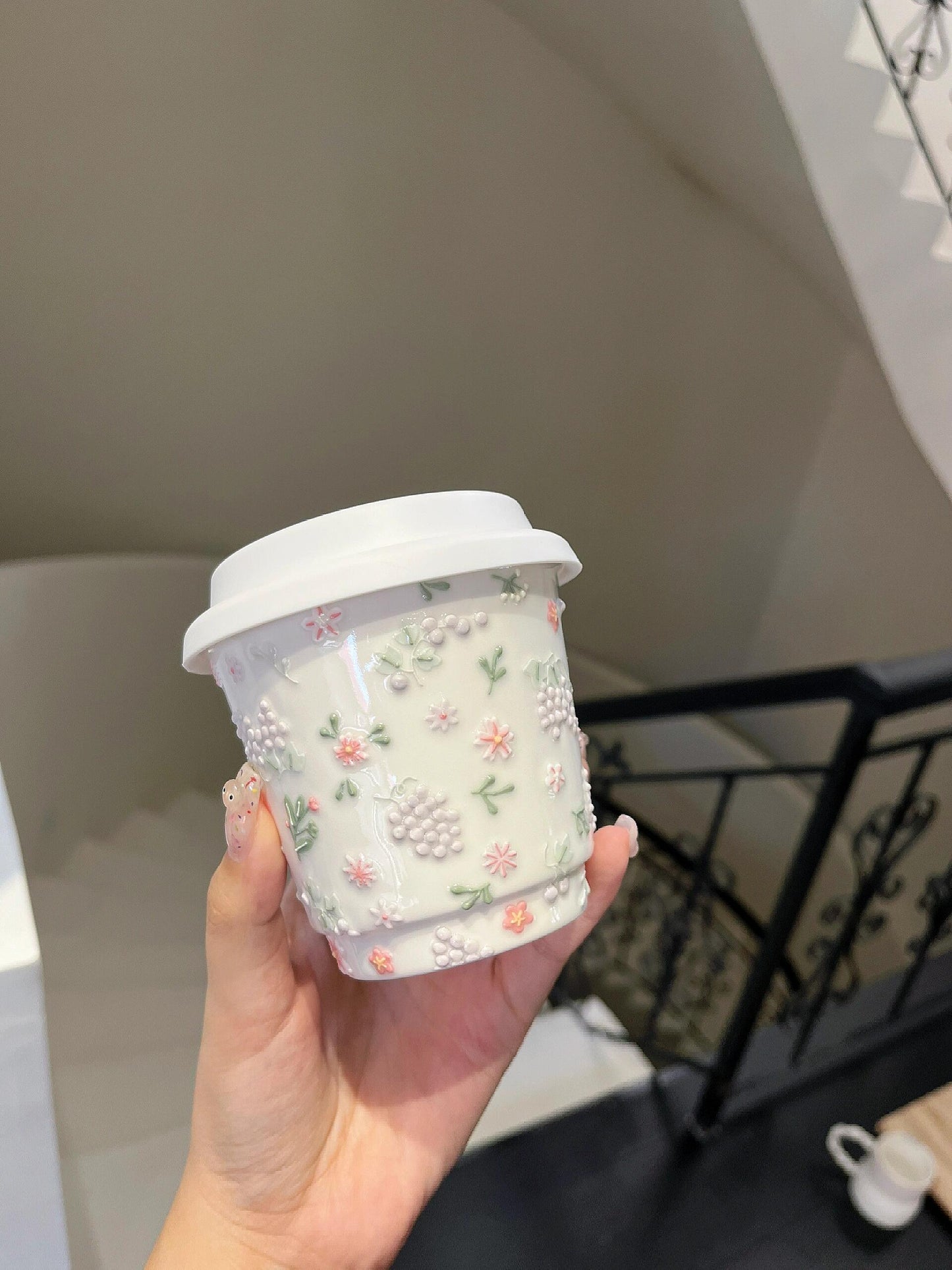 Botanical Treasure Relief Ceramic Cup