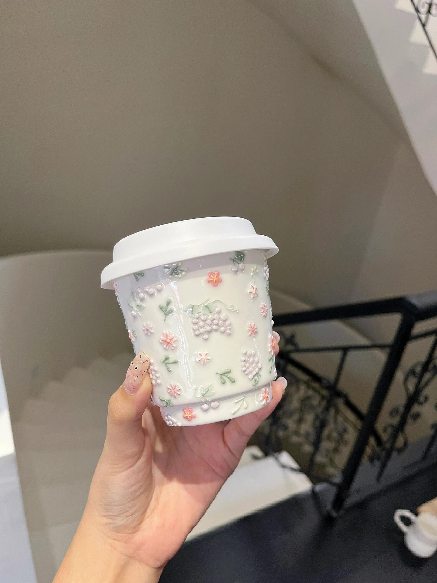 Botanical Treasure Relief Ceramic Cup