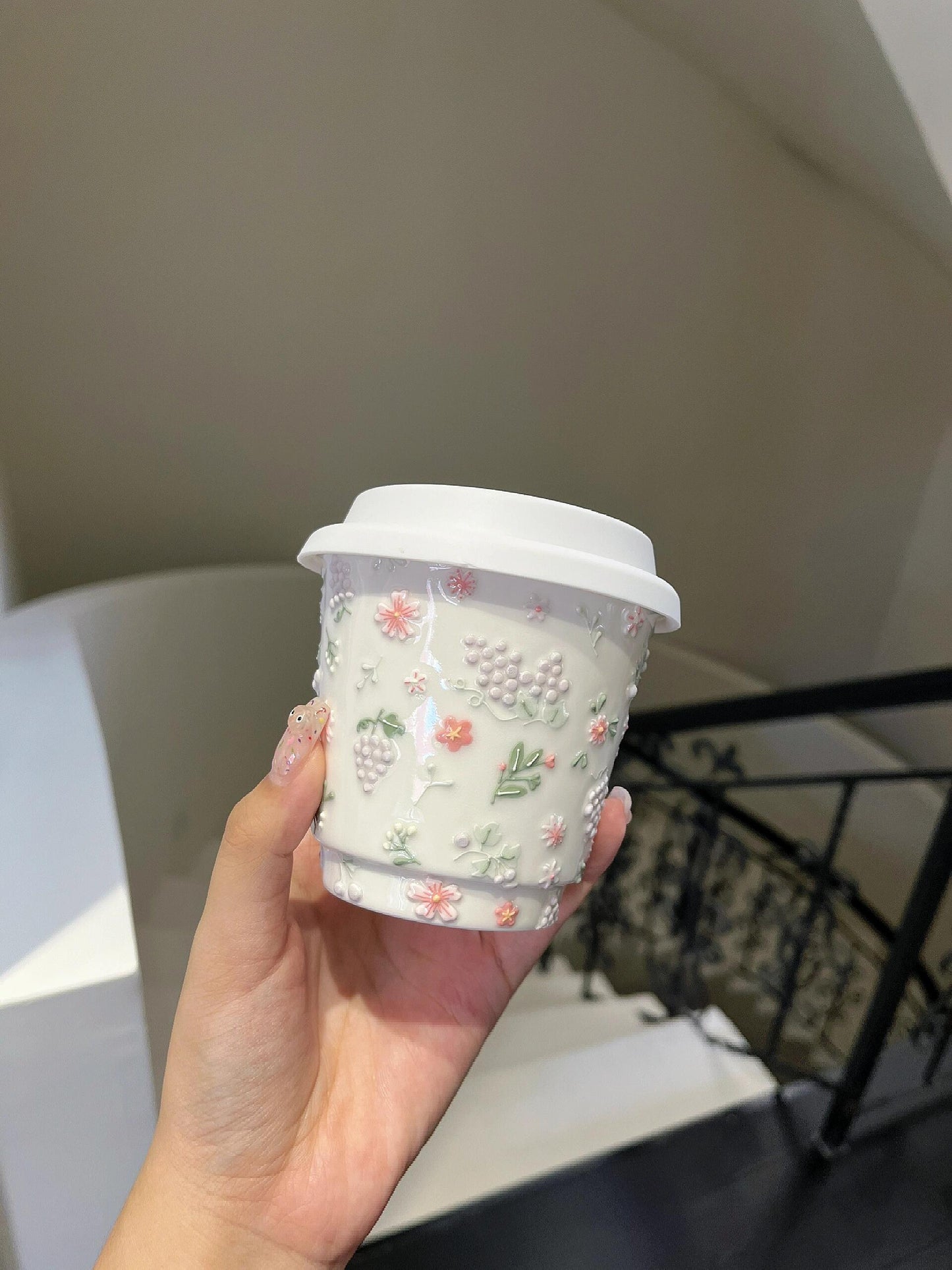 Botanical Treasure Relief Ceramic Cup