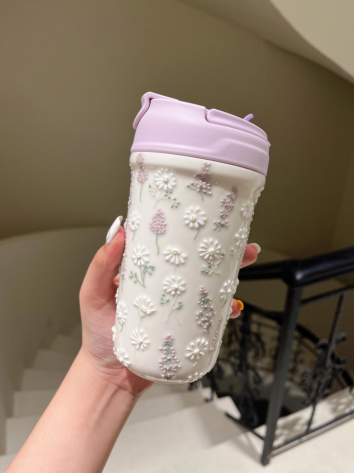 Daisy Lavender Ceramic Mug