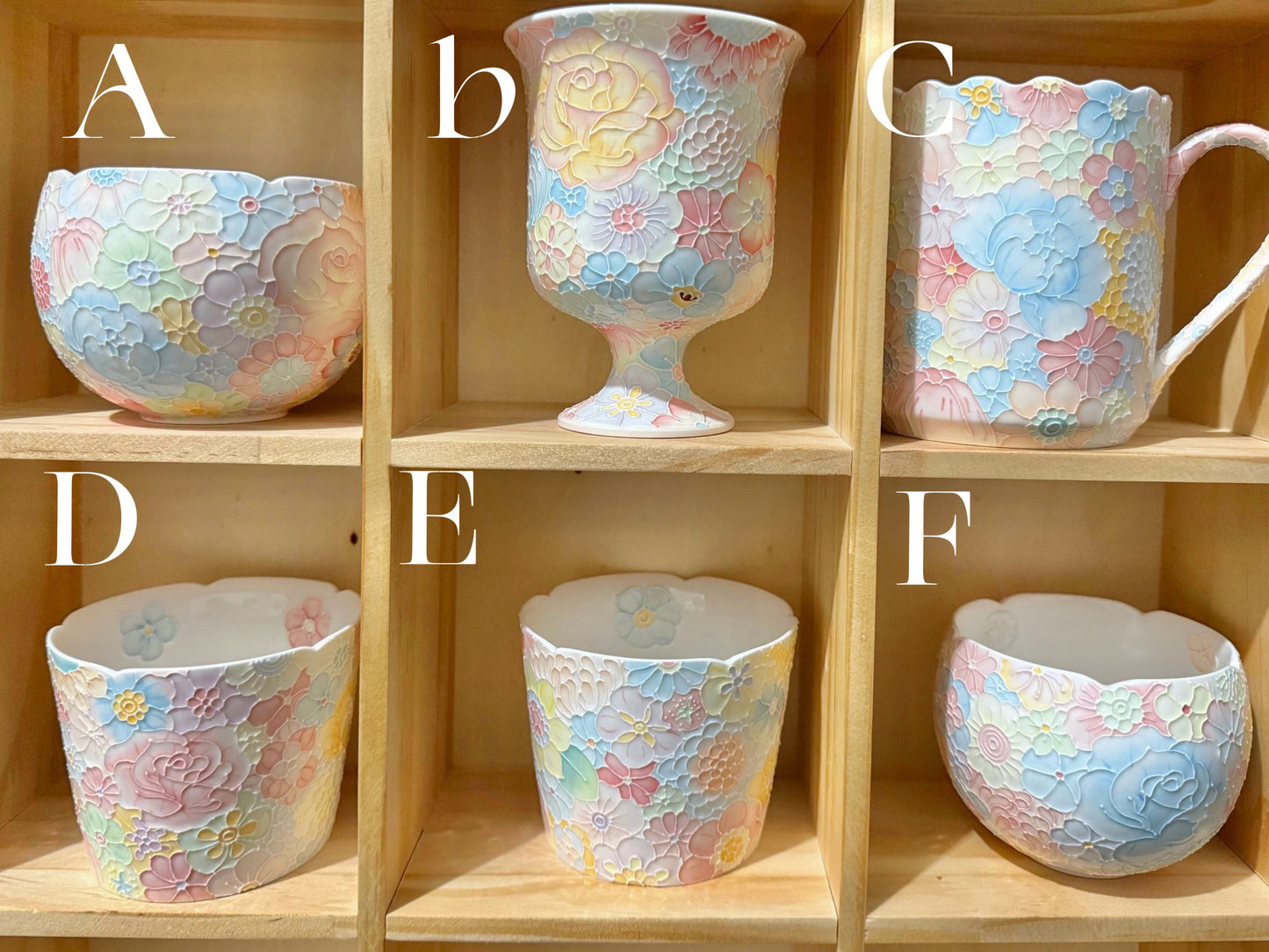 Colorful Floral Carved Porcelain Coffee Cup