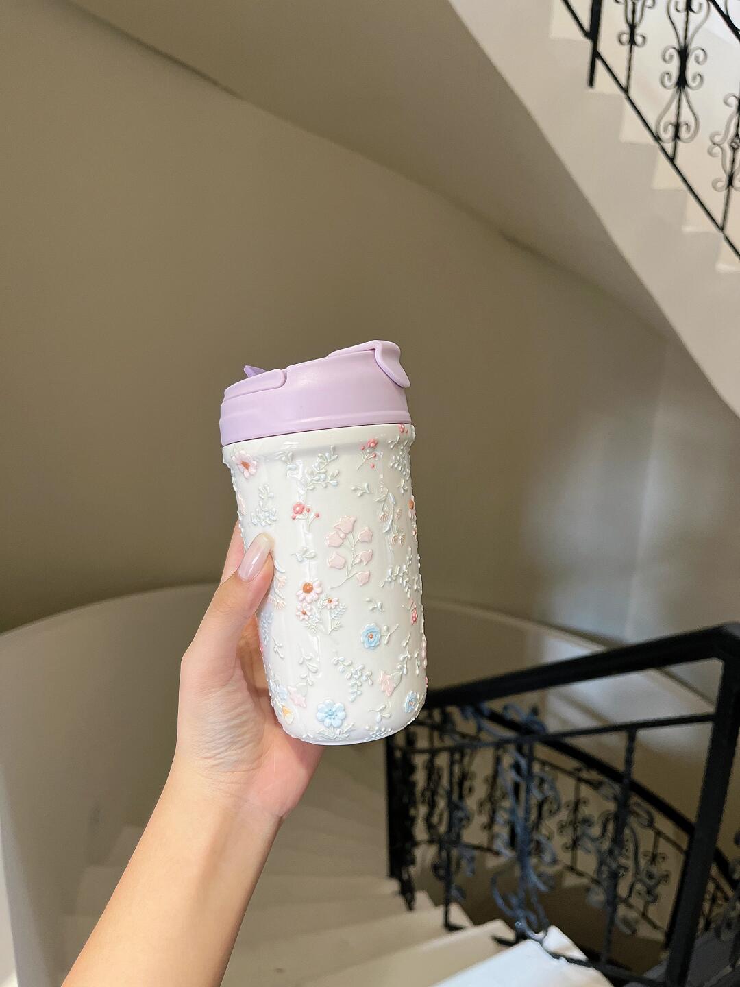 Aura Bloom Ceramic Travel Tumbler