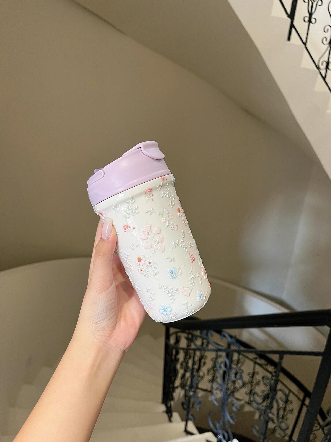 Aura Bloom Ceramic Travel Tumbler