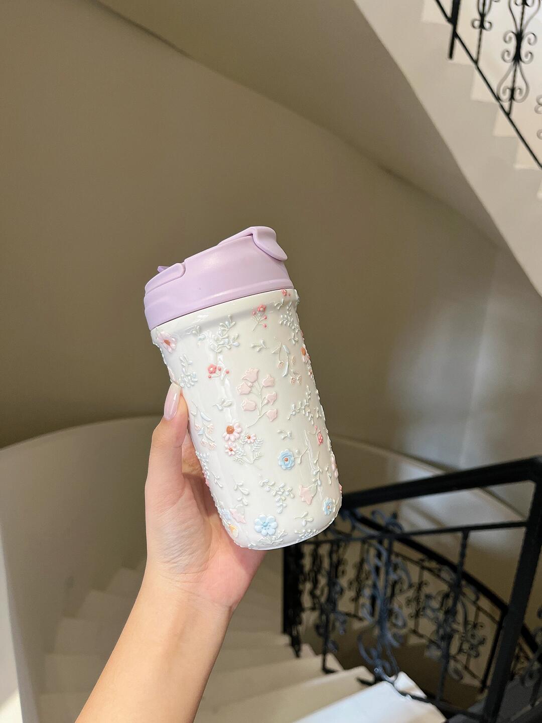 Aura Bloom Ceramic Travel Tumbler