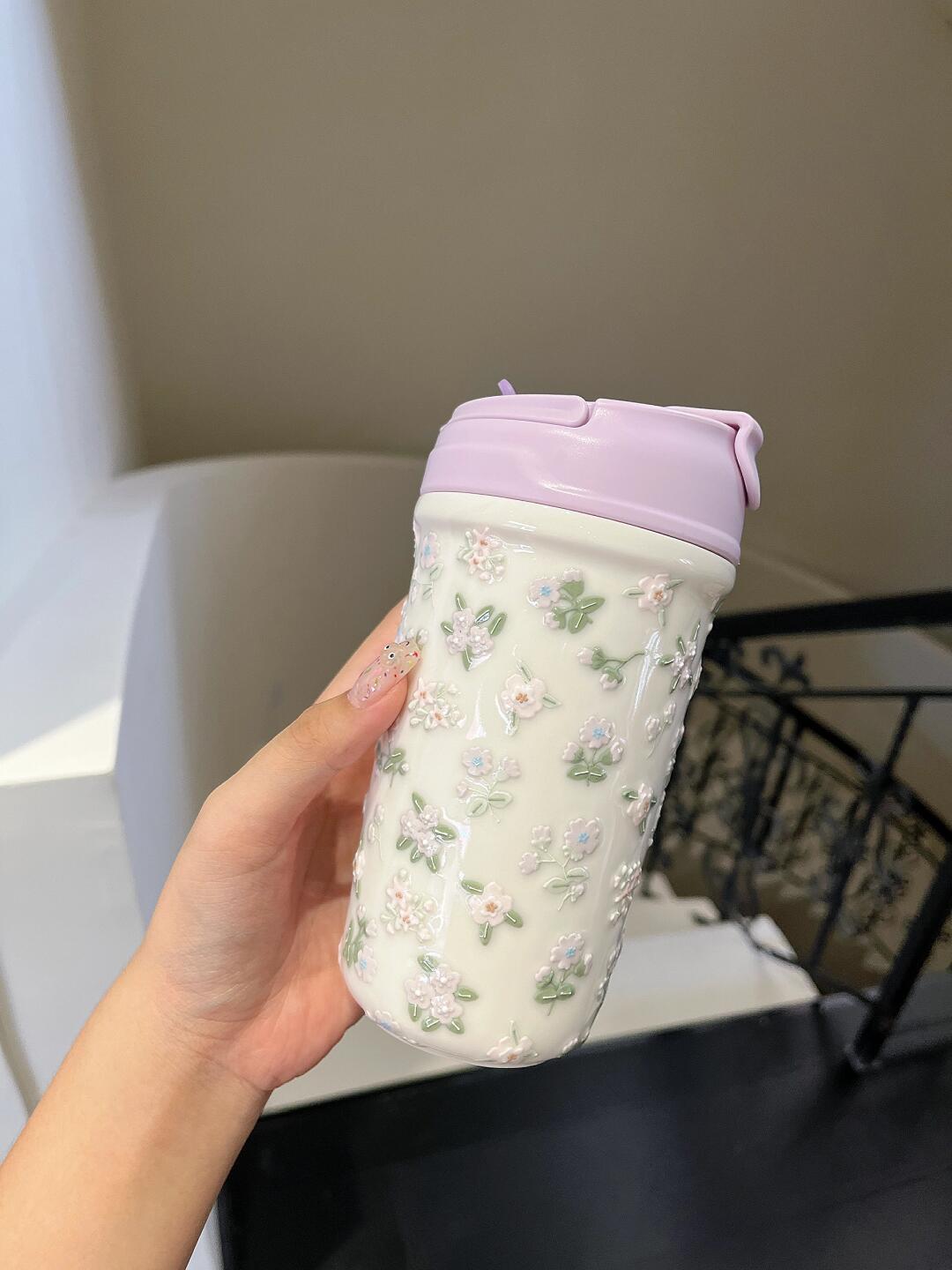 Lavender Bloom Ceramic Travel Tumbler