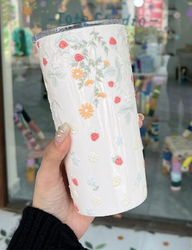 Strawberry Fantasy Ceramic Art Mug