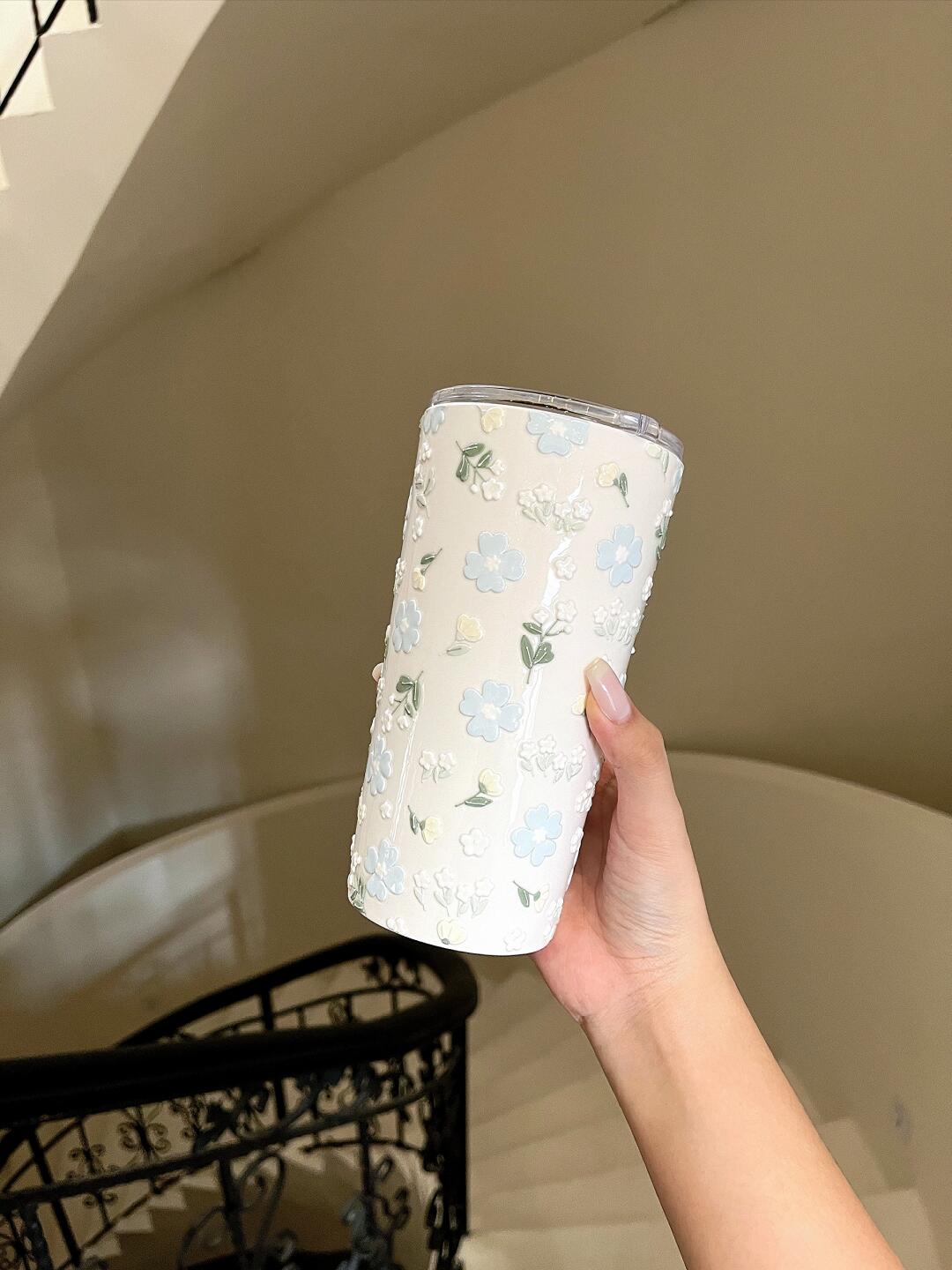 Azure Petal Emboss Elegance Mug