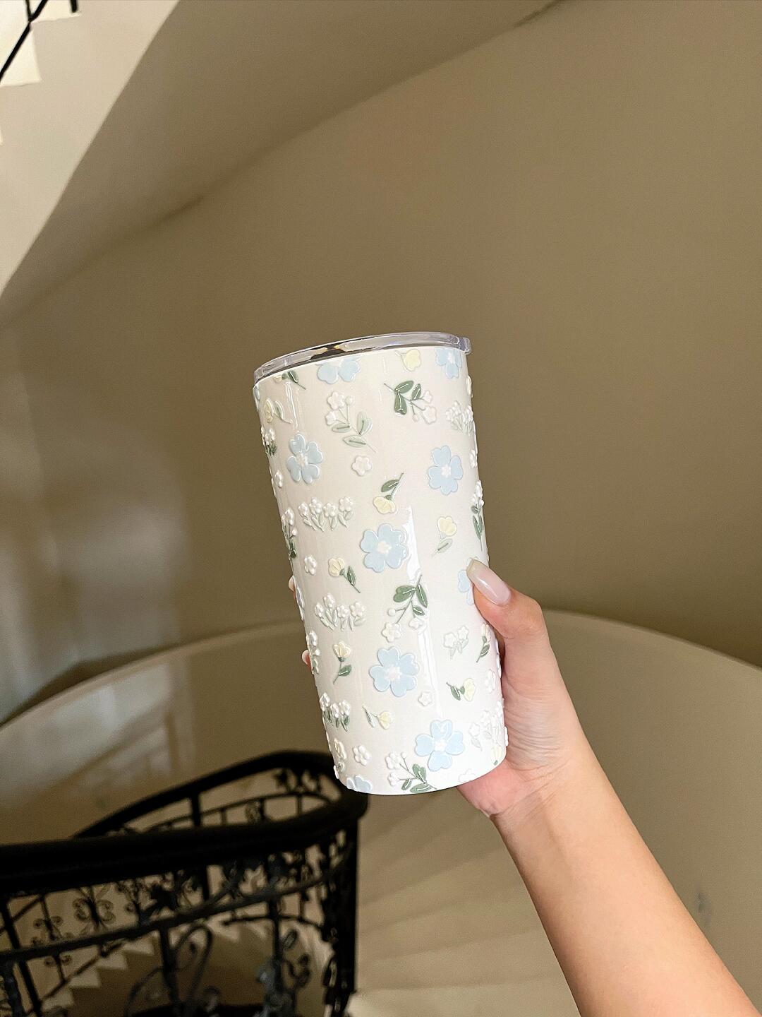 Azure Petal Emboss Elegance Mug