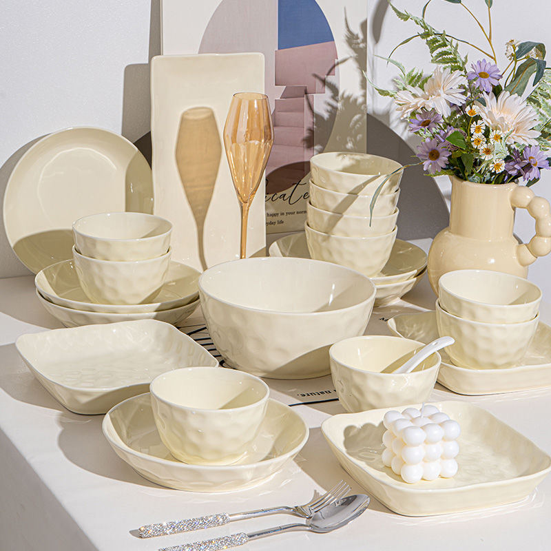 Cream style dish set household bowl